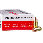 1000 Rounds of 9mm Ammo by Veteran Ammo - 147gr FMJ