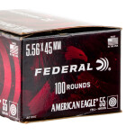 100 Rounds of 5.56x45 Ammo by Federal American Eagle - 55gr FMJBT