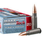 20 Rounds of 7.62x39 Ammo by MAXXTech Steel Series NFR - 123gr FMJ