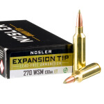 20 Rounds of .270 Win Short Mag Ammo by Nosler - 130gr Expansion Tip