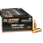 50 Rounds of 9mm Ammo by Blazer Brass - 115gr FMJ