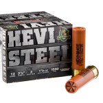 25 Rounds of 12ga Ammo 3-1/2" by Hevi-Steel - 1-3/8 ounce #3 steel shot