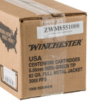 1000 Rounds of 5.56x45 Ammo by Winchester USA - 62gr FMJ M855 *NO GREEN PAINT*