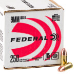 250 Rounds of 9mm Ammo by Federal Champion Training - 115gr FMJ