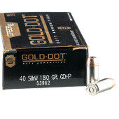 50 Rounds of .40 S&W Ammo by Speer Gold Dot- 180gr JHP
